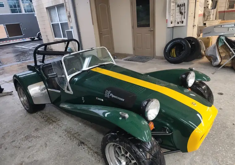 The same Caterham Seven at delivery in Gainesville, Florida