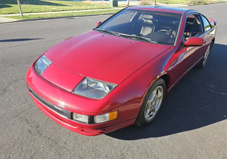The same Nissan 300ZX on a residential street at delivery in Utah