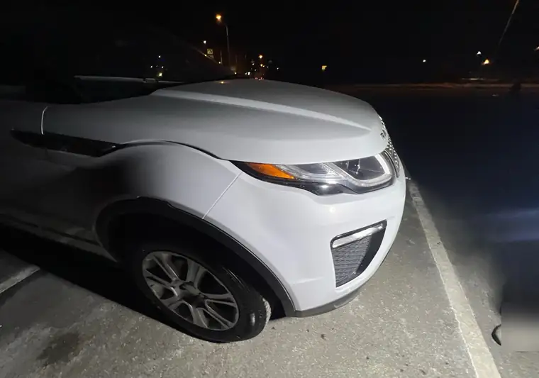 The same Range Rover Evoque at night at delivery in Washington, DC