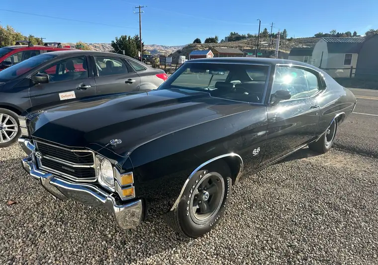 The same Chevelle SS on a gravel lot at delivery in Eagle, Idaho