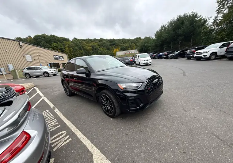 The same Audi Q5 Sportback in a dealer lot at delivery in Naugatuck, Connecticut