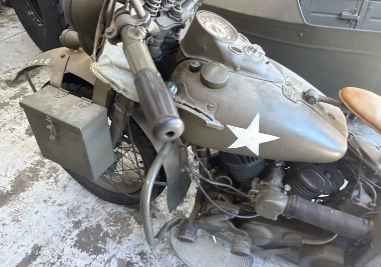 The same Harley-Davidson WLA with its white star on the tank at delivery in Norcross, Georgia