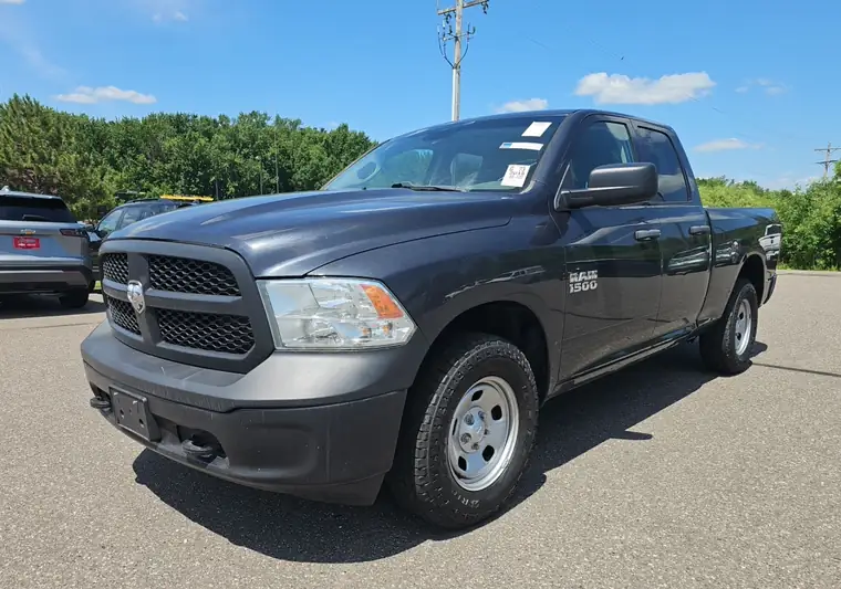 The same RAM 1500 in a parking lot at delivery in Aitkin, Minnesota