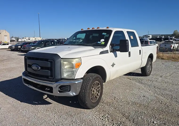 The same F-250 on a gravel lot at delivery in Omaha, Nebraska