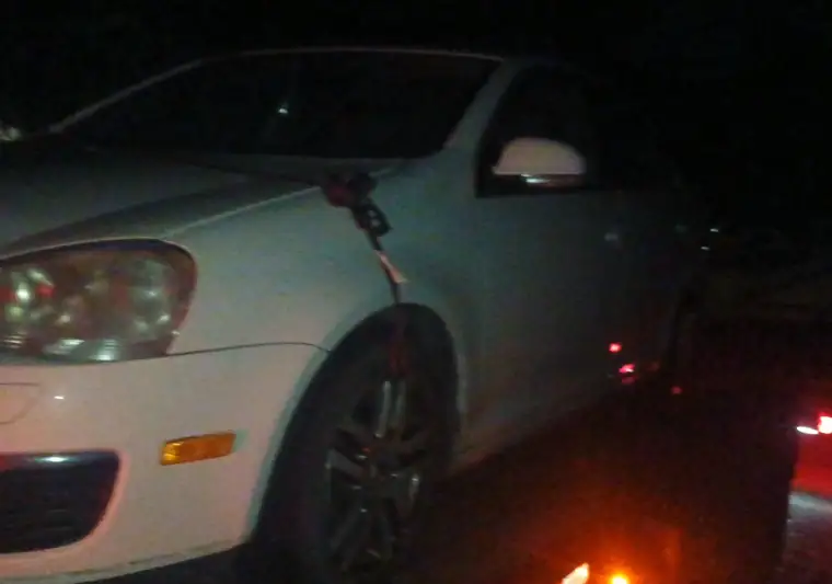 The same Jetta at night at delivery in Fackler, Alabama
