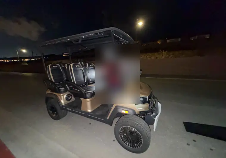 The same golf cart after dark at delivery in Henderson, Nevada