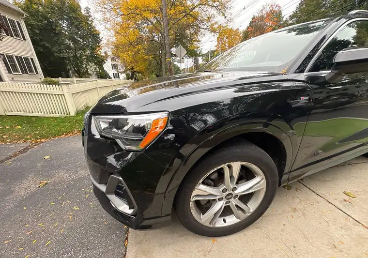 Black 2021 Audi Q3 on a driveway in Lexington, Massachusetts