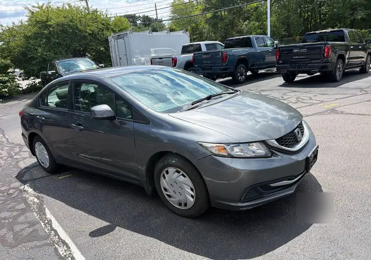 Gray 2013 Honda Civic sedan in a parking lot in Franklin, Massachusetts