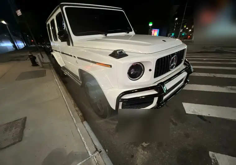 The same G-Wagon at night on a city street at delivery in New York