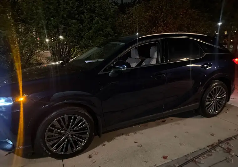 The same Lexus RX 450h at night at delivery in Bexley, Ohio