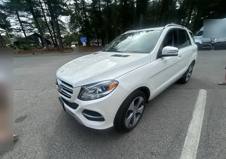 The same Mercedes GLE in a parking lot at delivery in Kittery, Maine