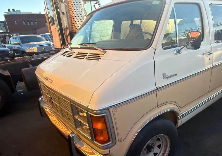 The same Dodge van at delivery at a shipping agent in Newark, New Jersey