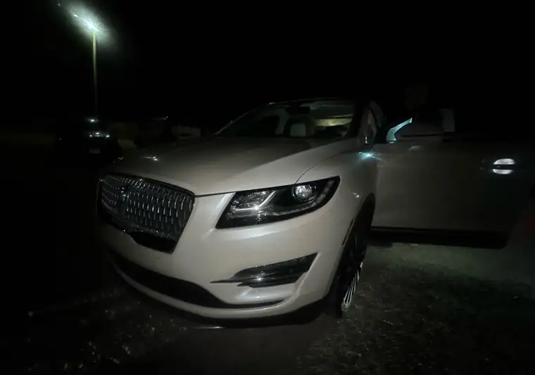 The same Lincoln MKC at night at delivery in California, Missouri