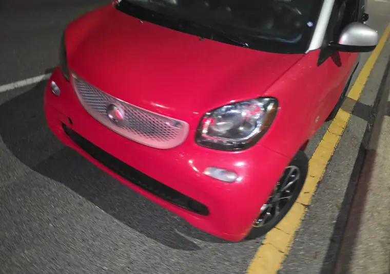 The same Smart Fortwo at night at delivery in Plantation, Florida