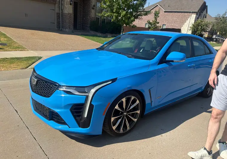 The same CT4-V in a residential street at delivery in the Dallas area, Texas