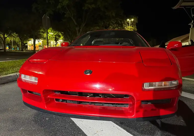 The same NSX at night at delivery in Longwood, Florida