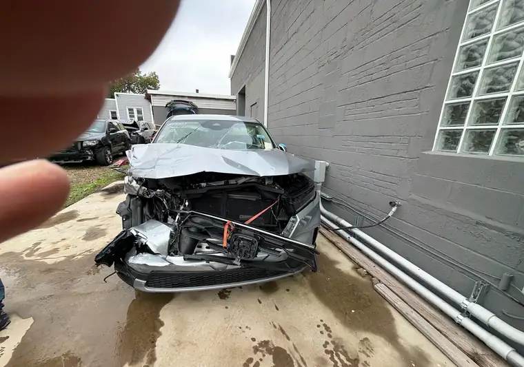 The same damaged Honda Pilot at delivery in Newark, New Jersey