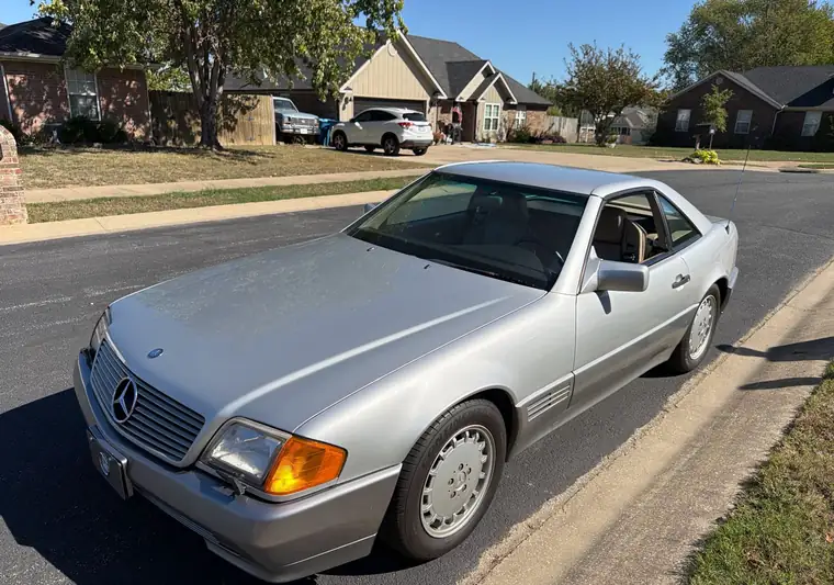 The same Mercedes 300SL on a street at delivery in Pea Ridge, Arkansas