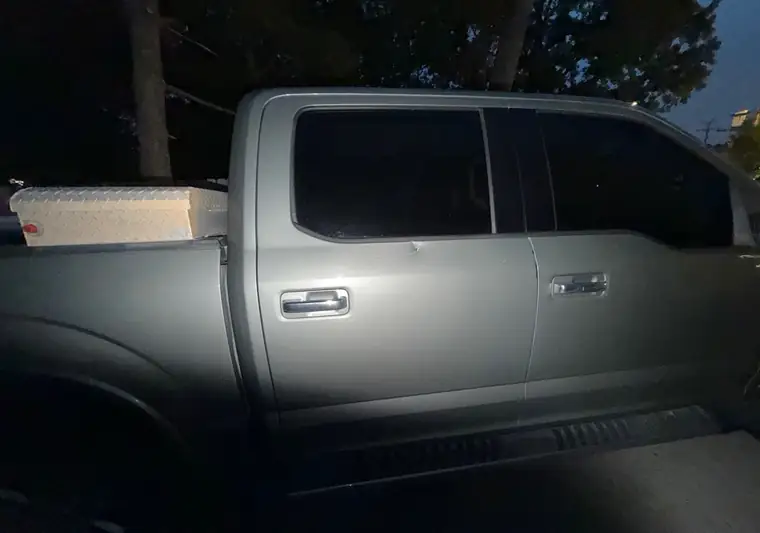 The same F-150 at night at delivery in Falls Church, Virginia